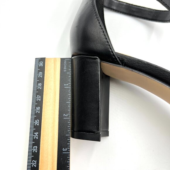 Nine West Womens Pruce Black Leather Block Heel Open Toe Sandals Heels Shoes 6.5 - Picture 13 of 13